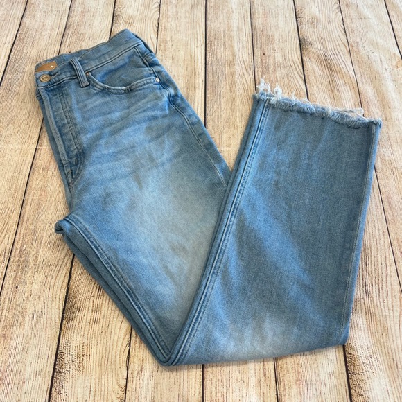MOTHER Denim - Mother The Tripper Flood Fray Jeans Look Ma No Hands Light Wash 27 High Rise